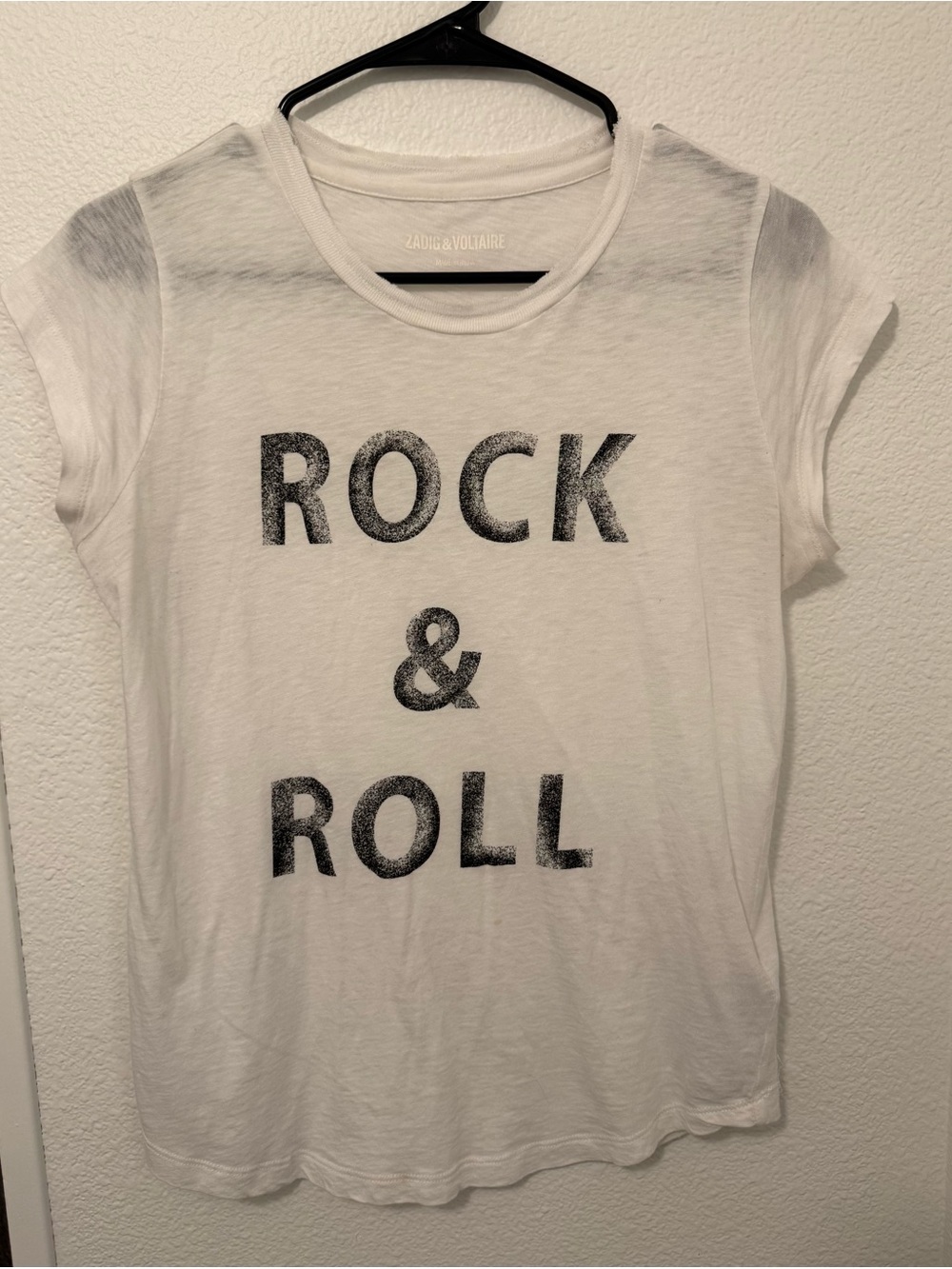 Zadig & Voltaire Like New White 'Rock & Roll' Graphic Tee